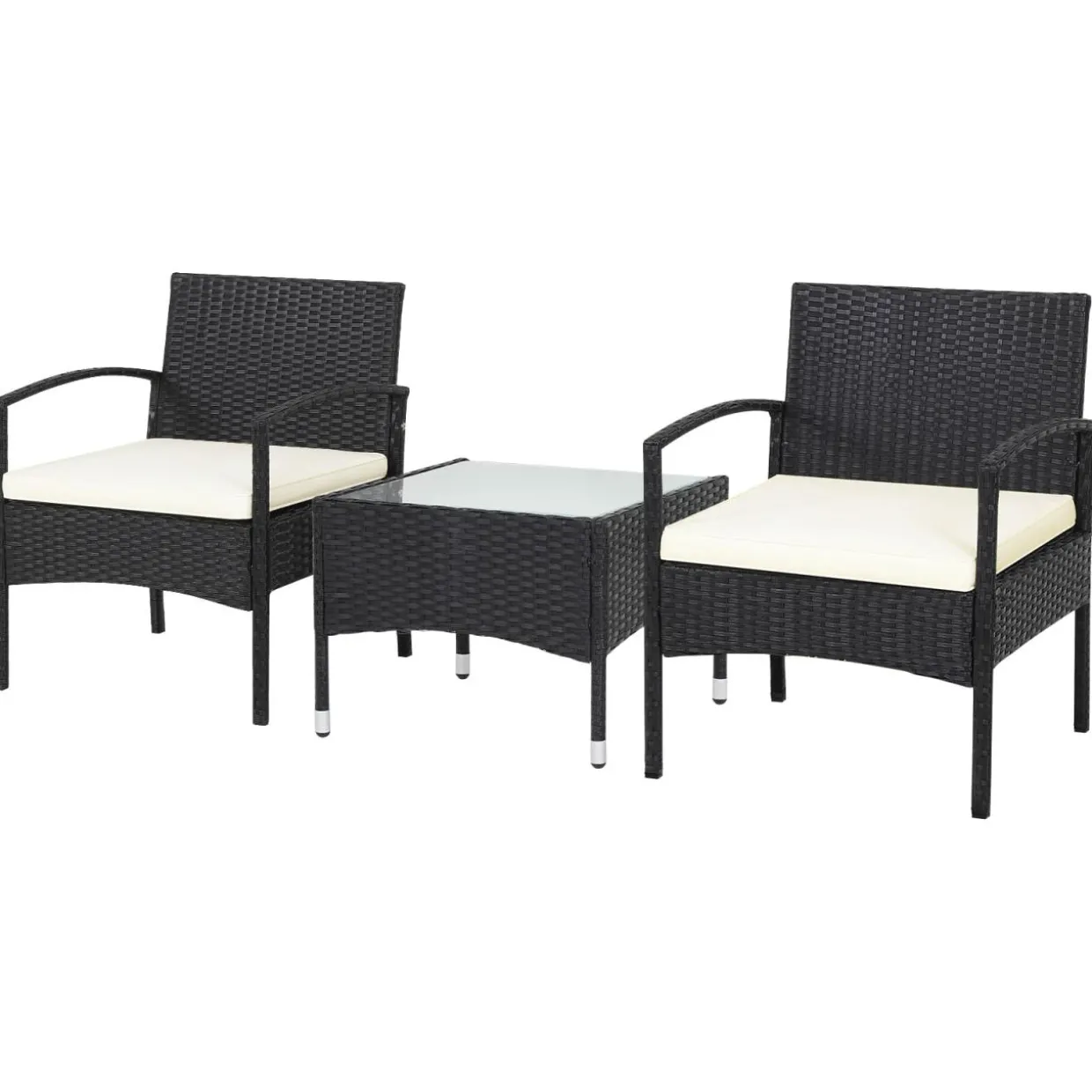 Tangkula 3 Pieces Patio Rattan Conversation Set