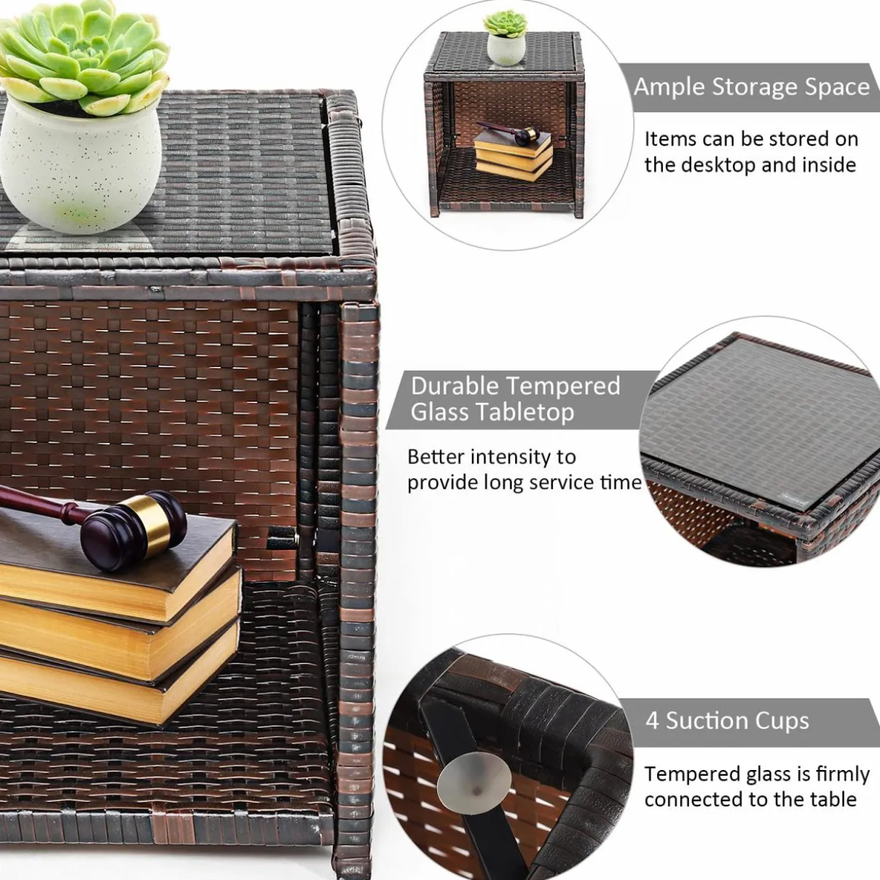 Tangkula 5 Pieces Patio Rattan Furniture Set, Outdoor Conversation Set