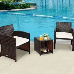 Tangkula 5 Pieces Patio Rattan Furniture Set, Outdoor Conversation Set