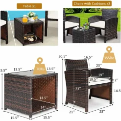 Tangkula 5 Pieces Patio Rattan Furniture Set, Outdoor Conversation Set