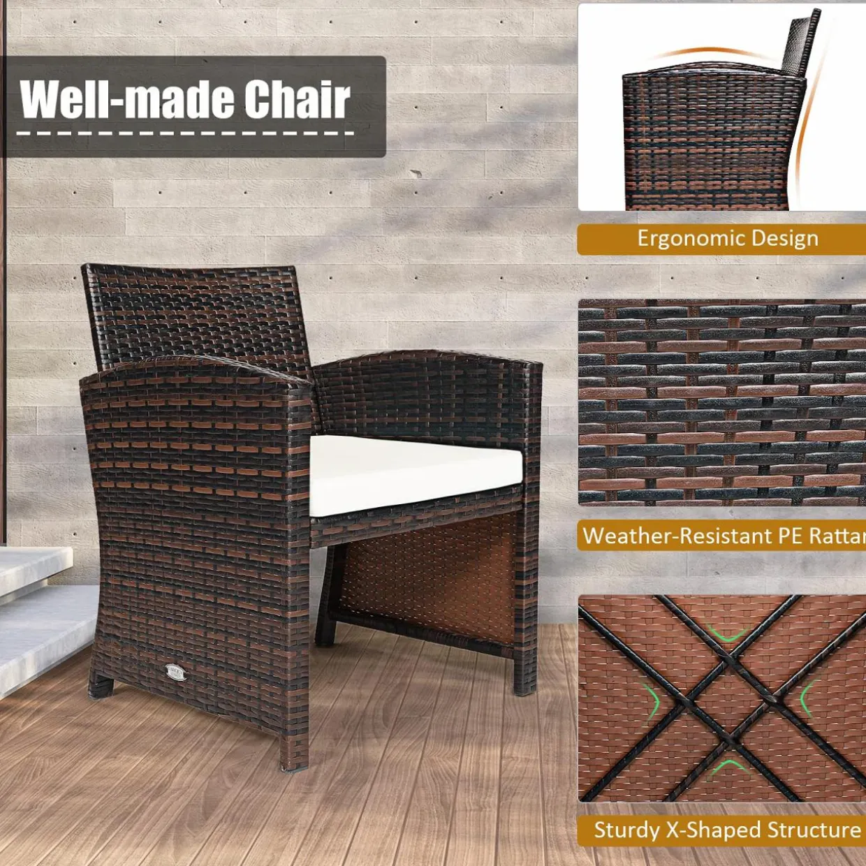 Tangkula 5 Pieces Patio Rattan Furniture Set, Outdoor Conversation Set