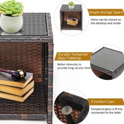 Tangkula 5 Pieces Patio Rattan Furniture Set, Outdoor Conversation Set