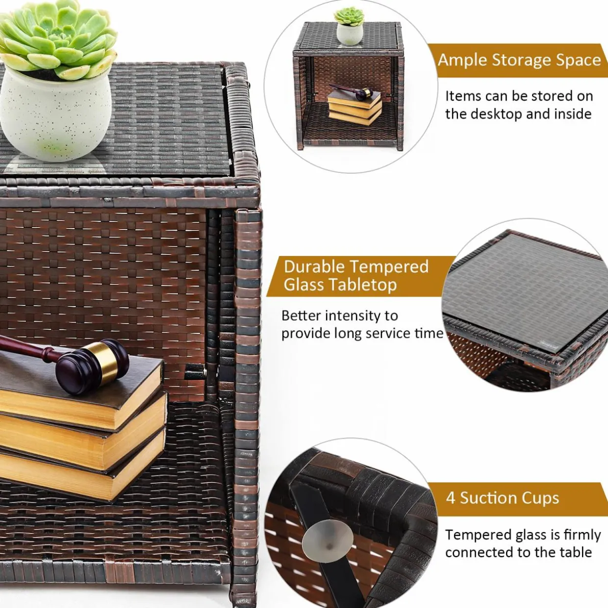 Tangkula 5 Pieces Patio Rattan Furniture Set, Outdoor Conversation Set