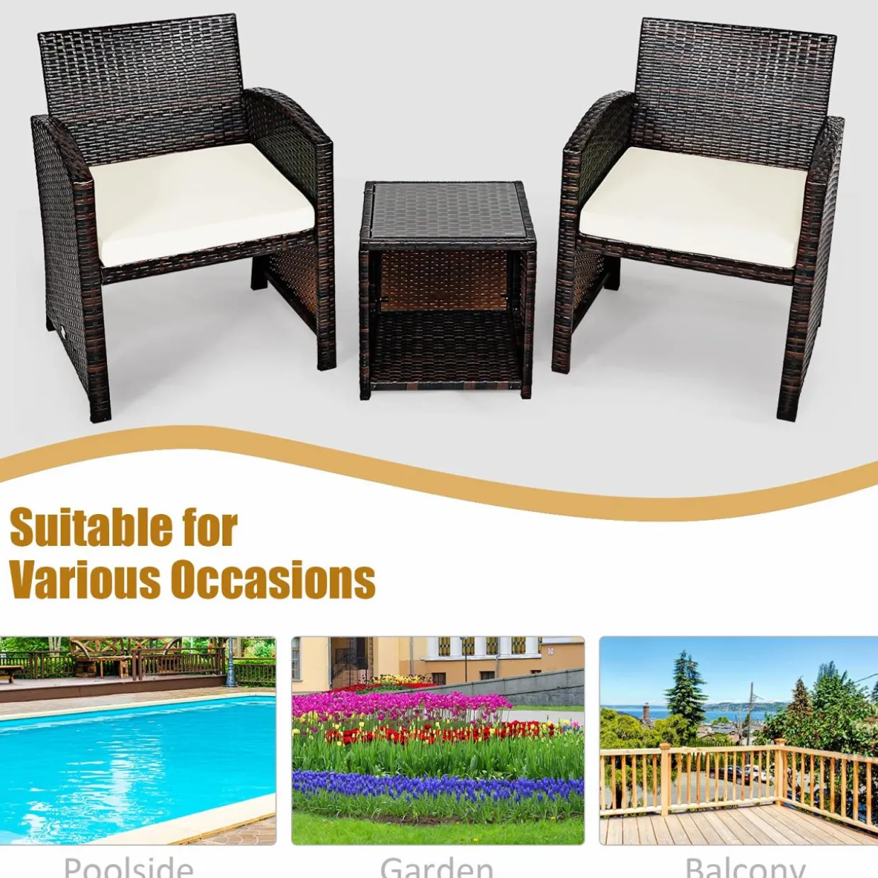 Tangkula 5 Pieces Patio Rattan Furniture Set, Outdoor Conversation Set