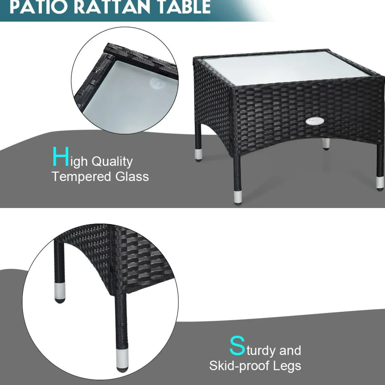 Tangkula 3 Pieces Patio Rattan Conversation Set