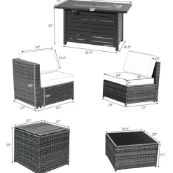 Tangkula 9 Pieces Patio Rattan Furniture Set, Patiojoy Sectional Sofa Set w/Storage Box, Coffee Table, Outdoor Wicker Conversation Set