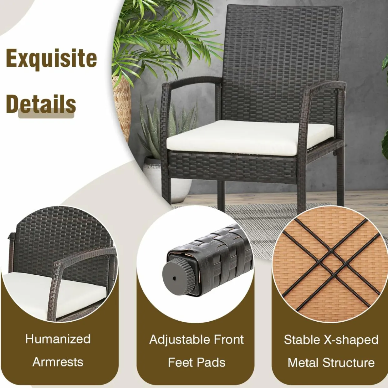 Tangkula 9 Pieces Patio Rattan Dining Set with Acacia Wood Table