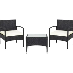 Tangkula 3 Pieces Patio Rattan Conversation Set