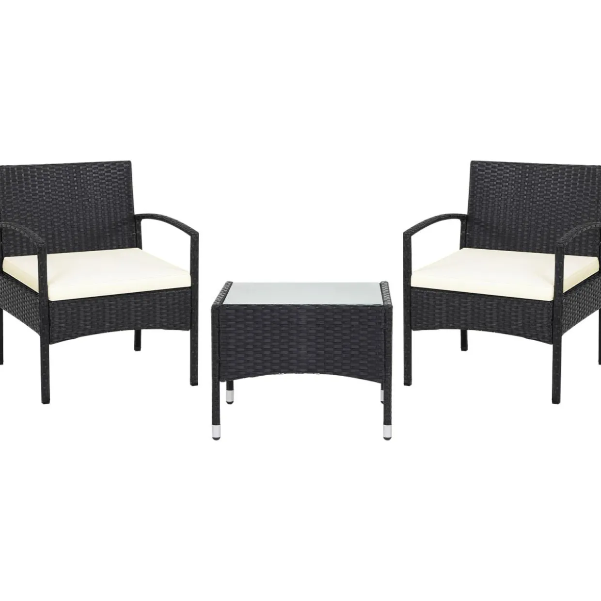 Tangkula 3 Pieces Patio Rattan Conversation Set
