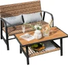 Tangkula 2 Pieces Patio Wicker Furniture Set with 4D Air Fiber Cushion