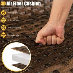 Tangkula 2 Pieces Patio Wicker Furniture Set with 4D Air Fiber Cushion