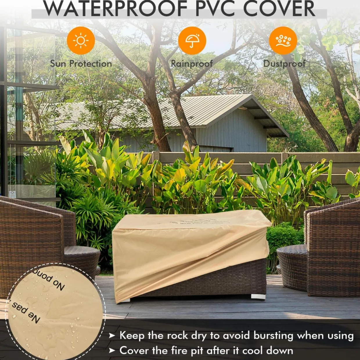 Tangkula 6 Pieces Patio Wicker Furniture Set with 32 Inches Propane Fire Pit Table and Tank Holder