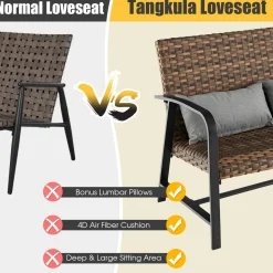 Tangkula 2 Pieces Patio Wicker Furniture Set with 4D Air Fiber Cushion