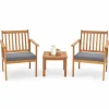 Tangkula 3 Pieces Patio Wood Furniture Set