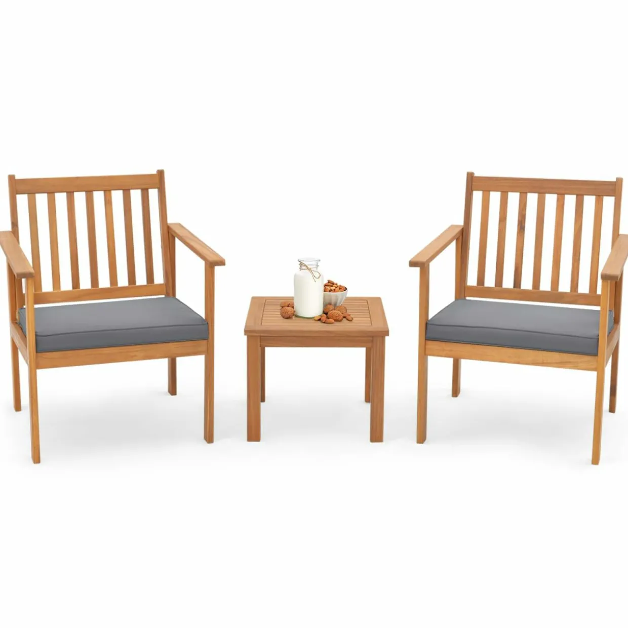 Tangkula 3 Pieces Patio Wood Furniture Set