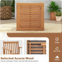 Tangkula 3 Pieces Patio Wood Furniture Set
