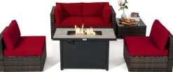 Tangkula 6 Pieces PE Rattan Wicker Sectional Sofa with 42