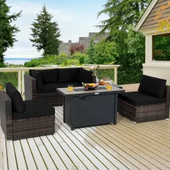 Tangkula 6 Pieces PE Rattan Wicker Sectional Sofa with 42