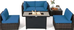 Tangkula 6 Pieces PE Rattan Wicker Sectional Sofa with 42