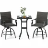 Tangkula 3 Pieces Wicker Patio Swivel Bar Set