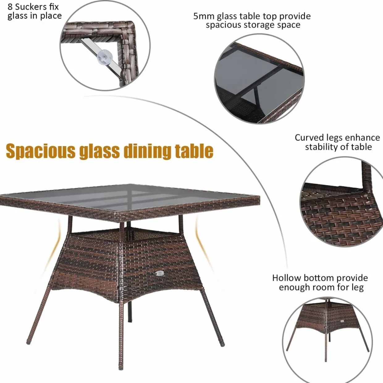 Tangkula 5 Pieces Wicker Patio Dining Set, Outdoor PE Rattan Chairs Table Set with 4 Seat Cushions