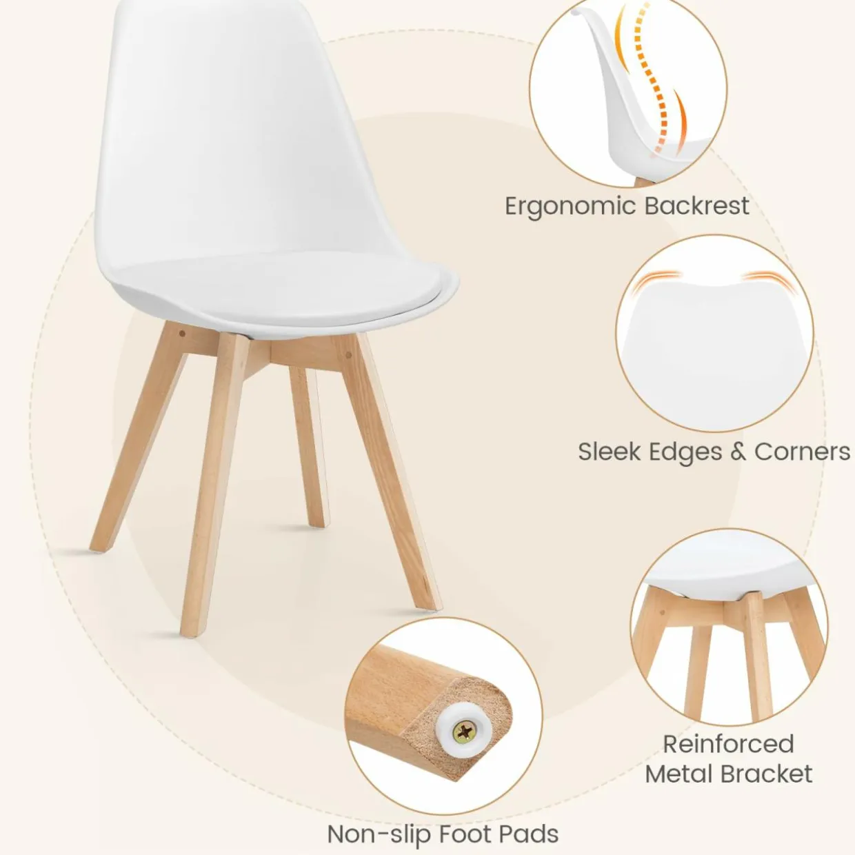 Tangkula 42" Round Glass Dining Table Set for 4-6, 0.3” Modern Tempered Glass Tabletop with 4 Padded Chairs