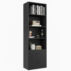 Tangkula 4 Shelf Bookcase with 2 Drawers, 74 Inches 4 Tiers Tall Open Bookshelf with 2 Slide-Out Drawers