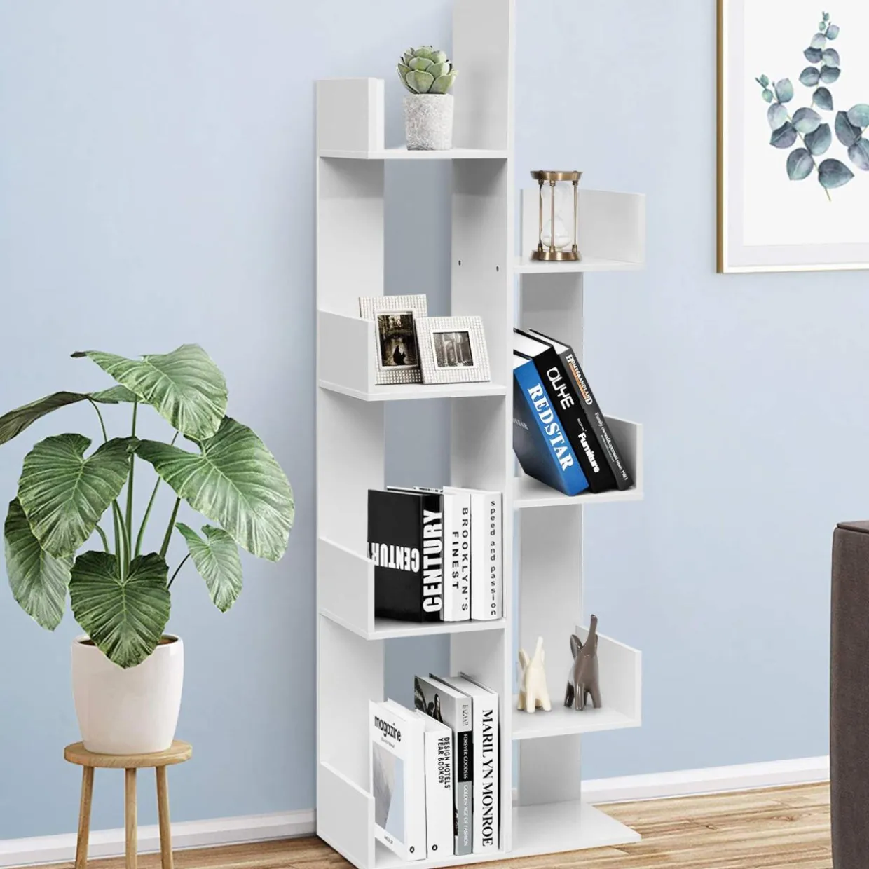 Tangkula 8 Shelf Bookshelf, Wood Bookcase with 8 Book Shelves