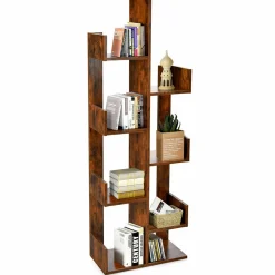 Tangkula 8 Shelf Bookshelf, Wood Bookcase with 8 Book Shelves
