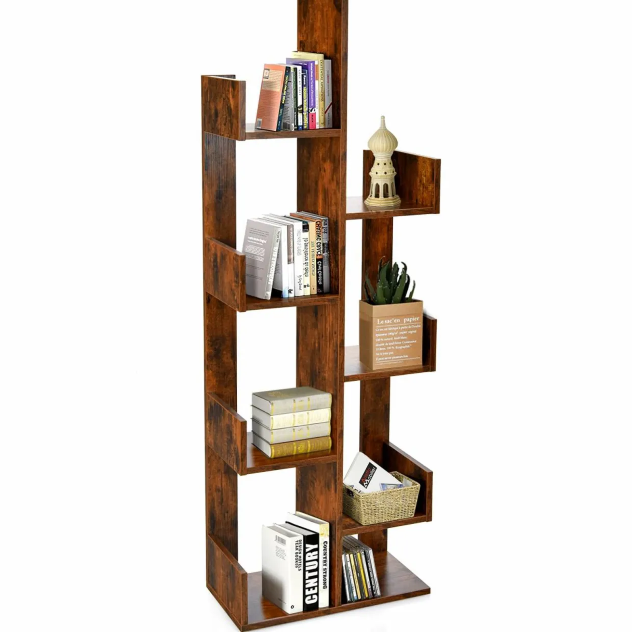 Tangkula 8 Shelf Bookshelf, Wood Bookcase with 8 Book Shelves