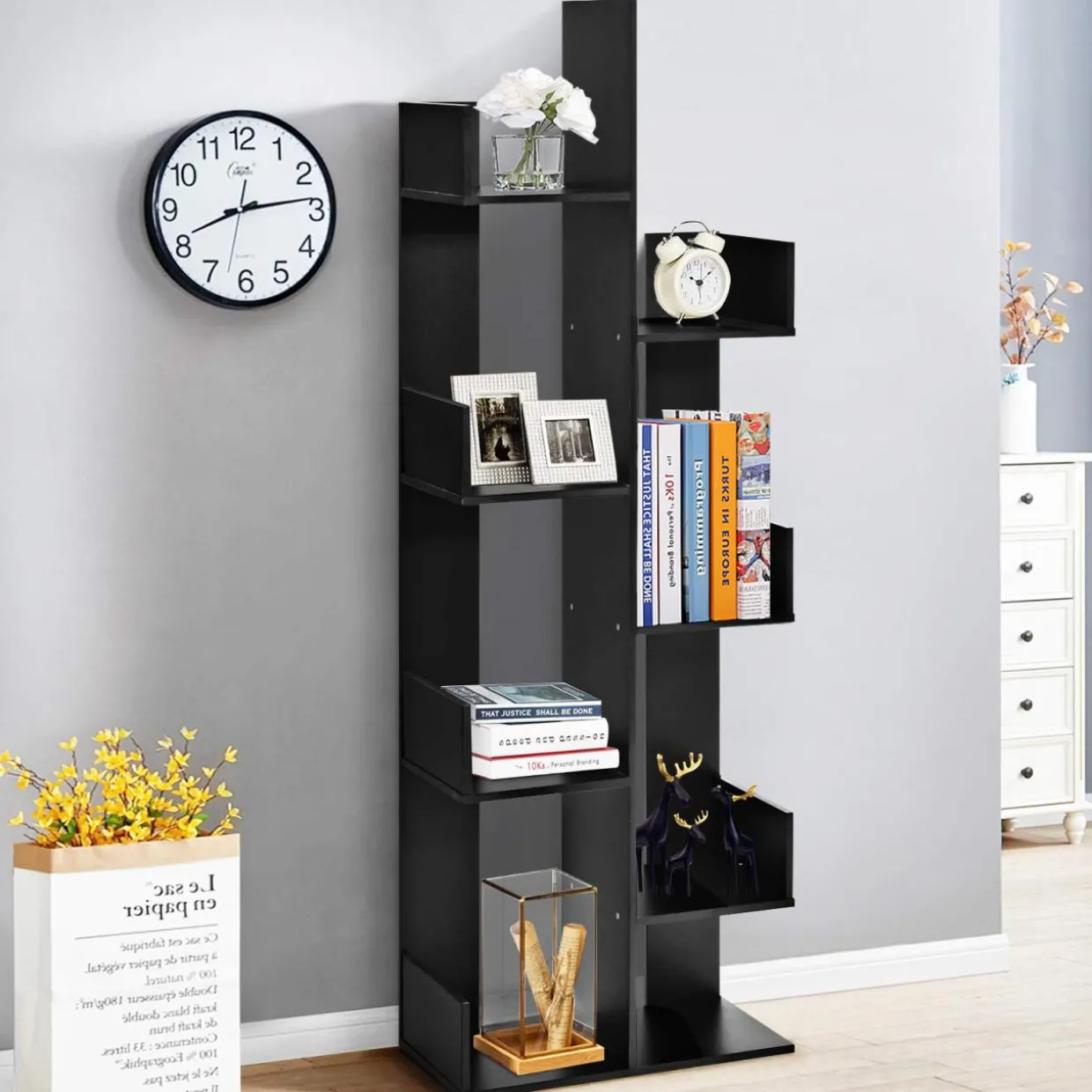 Tangkula 8 Shelf Bookshelf, Wood Bookcase with 8 Book Shelves
