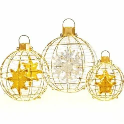 Tangkula 3 Sizes Christmas LED Lighted Sphere Balls, Holiday Globe Lights for Indoor/Outdoor Party Decorations ( 25"+21"+16" )