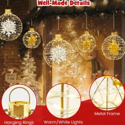 Tangkula 3 Sizes Christmas LED Lighted Sphere Balls, Holiday Globe Lights for Indoor/Outdoor Party Decorations ( 25