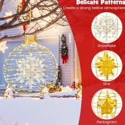 Tangkula 3 Sizes Christmas LED Lighted Sphere Balls, Holiday Globe Lights for Indoor/Outdoor Party Decorations ( 25
