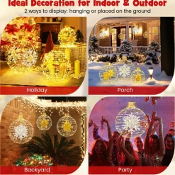 Tangkula 3 Sizes Christmas LED Lighted Sphere Balls, Holiday Globe Lights for Indoor/Outdoor Party Decorations ( 25