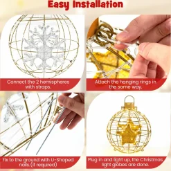 Tangkula 3 Sizes Christmas LED Lighted Sphere Balls, Holiday Globe Lights for Indoor/Outdoor Party Decorations ( 25