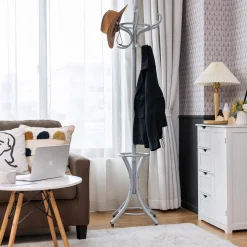 Tangkula 75.5" Standing Coat Rack, Wood Coat Tree with 12 Hooks