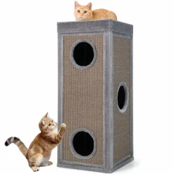 Tangkula 4 Story Cat Tree Condo, 39 Inch Multi-Layer Cat House with Sisal Scratch Pad