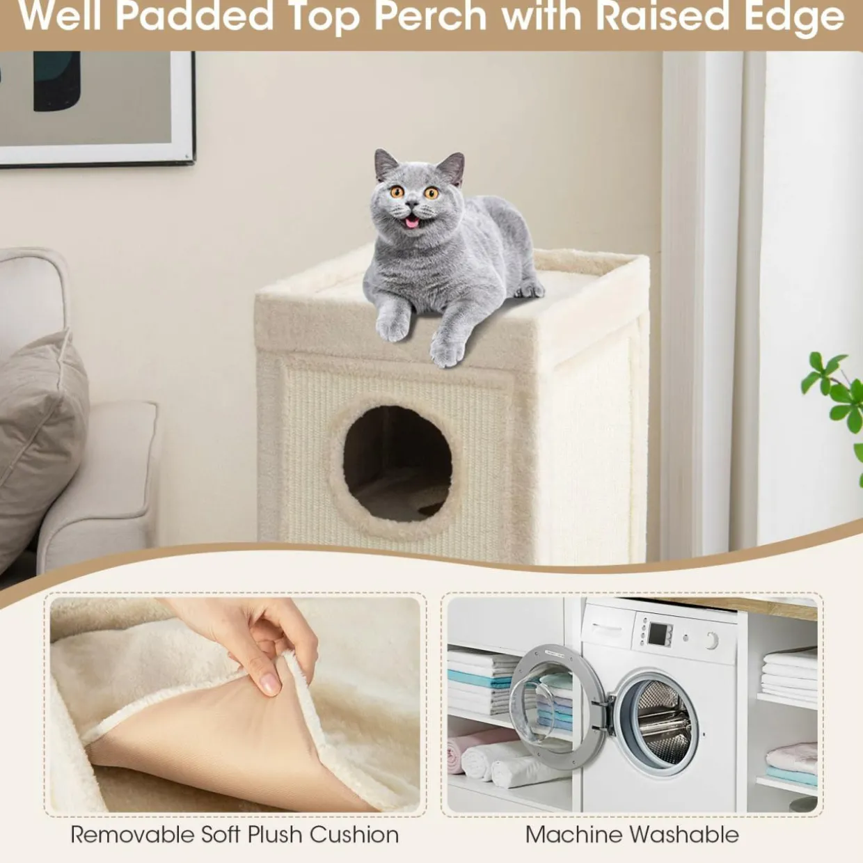 Tangkula 4 Story Cat Tree Condo, 39 Inch Multi-Layer Cat House with Sisal Scratch Pad