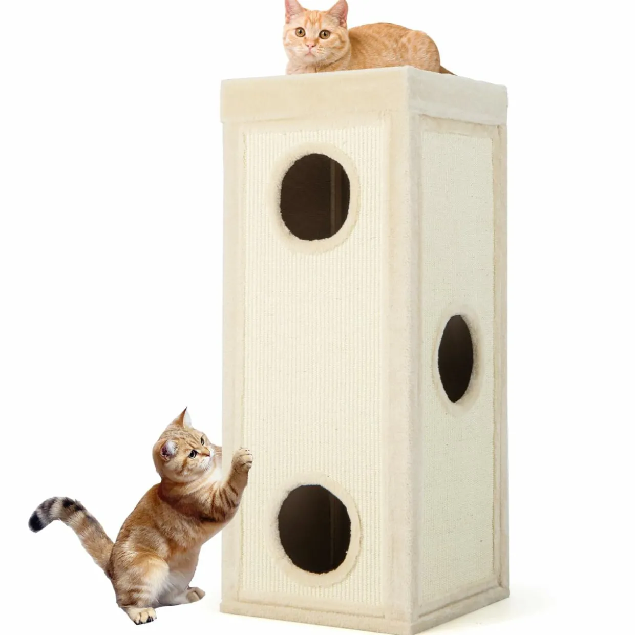 Tangkula 4 Story Cat Tree Condo, 39 Inch Multi-Layer Cat House with Sisal Scratch Pad