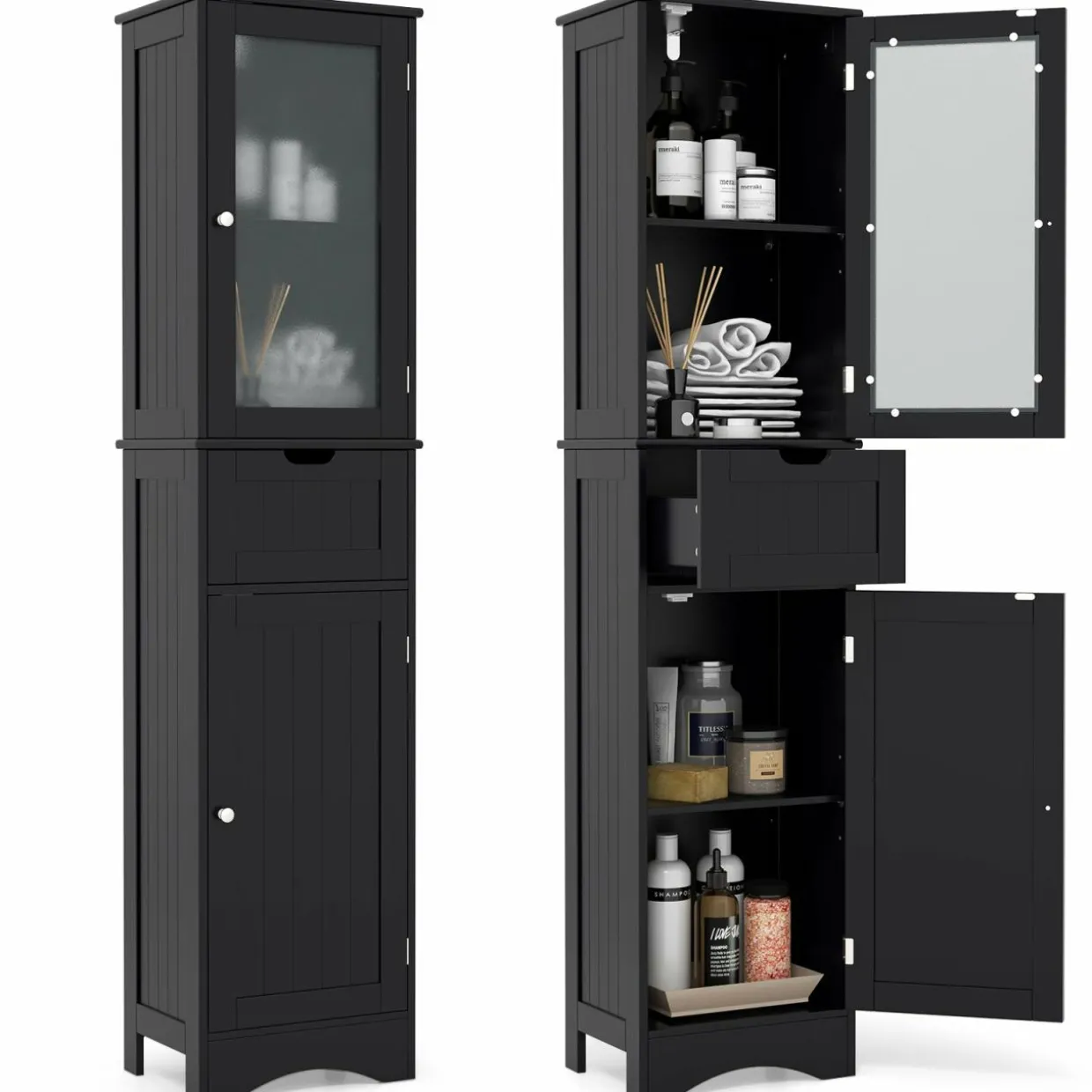 Tangkula 67" Tall Bathroom Cabinet, Narrow Storage Organizer