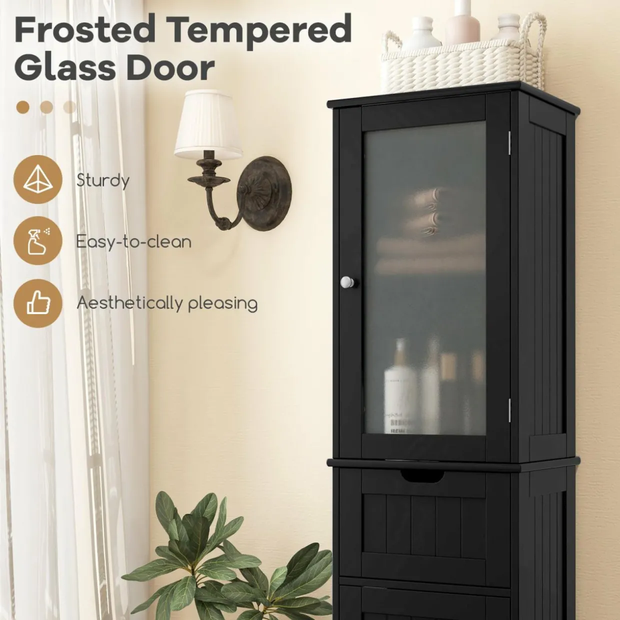 Tangkula 67" Tall Bathroom Cabinet, Narrow Storage Organizer
