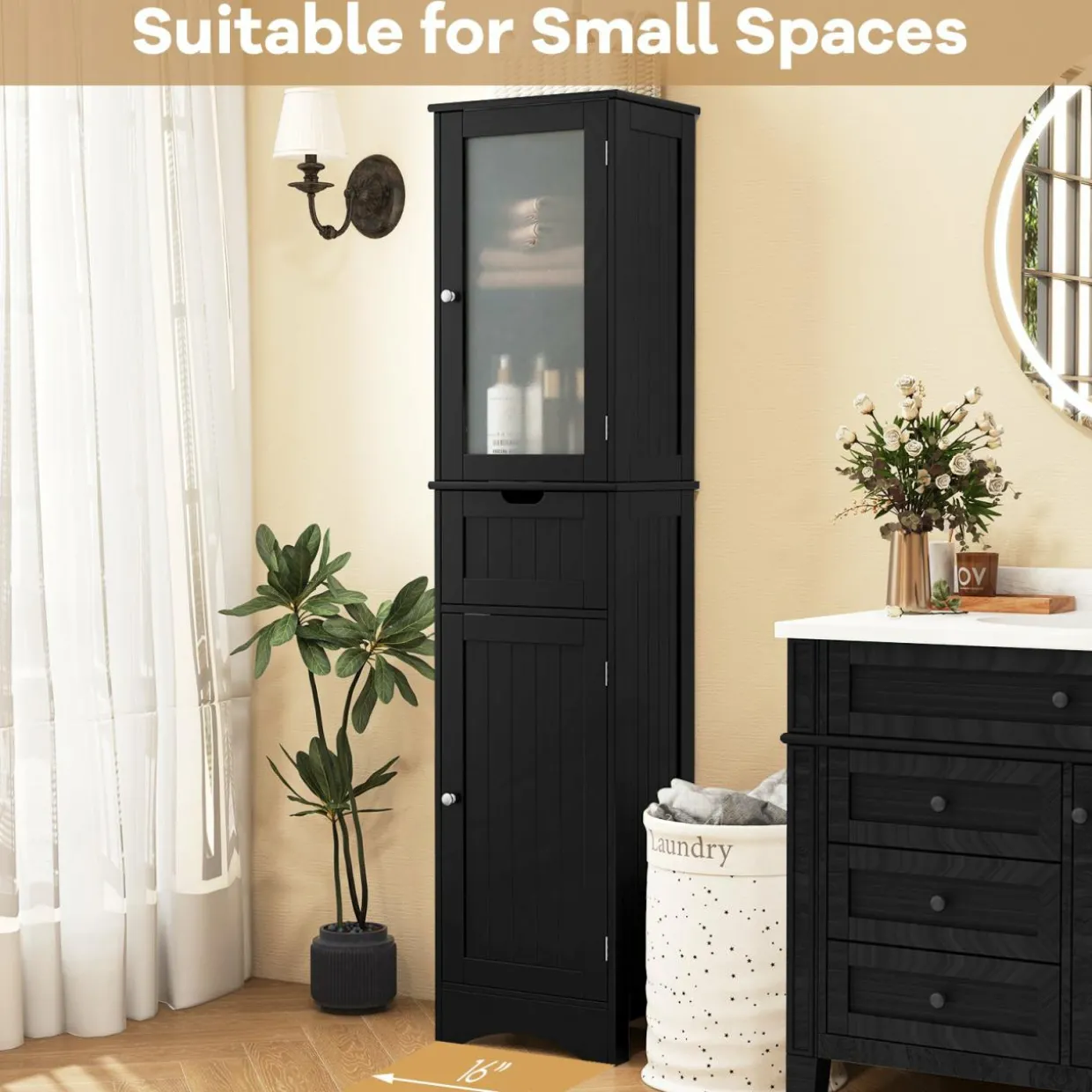 Tangkula 67" Tall Bathroom Cabinet, Narrow Storage Organizer