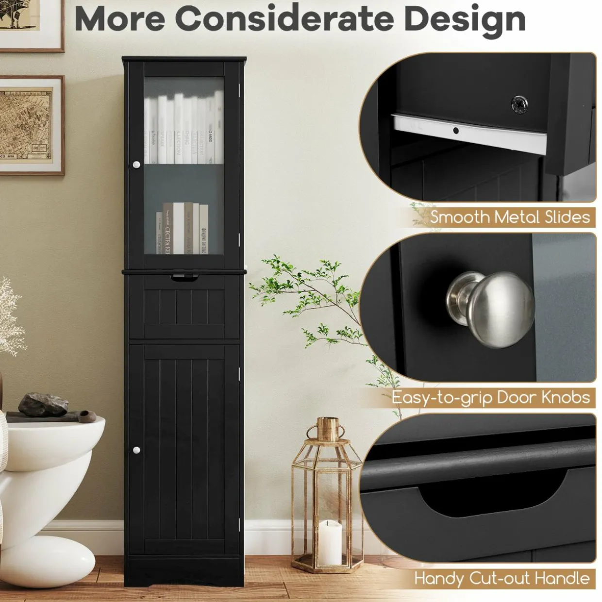 Tangkula 67" Tall Bathroom Cabinet, Narrow Storage Organizer