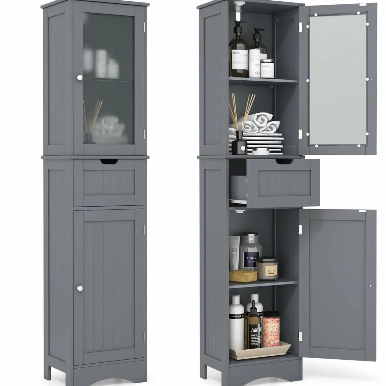 Tangkula 67" Tall Bathroom Cabinet, Narrow Storage Organizer