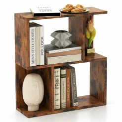 Tangkula 3 Tier Geometric Bookshelf