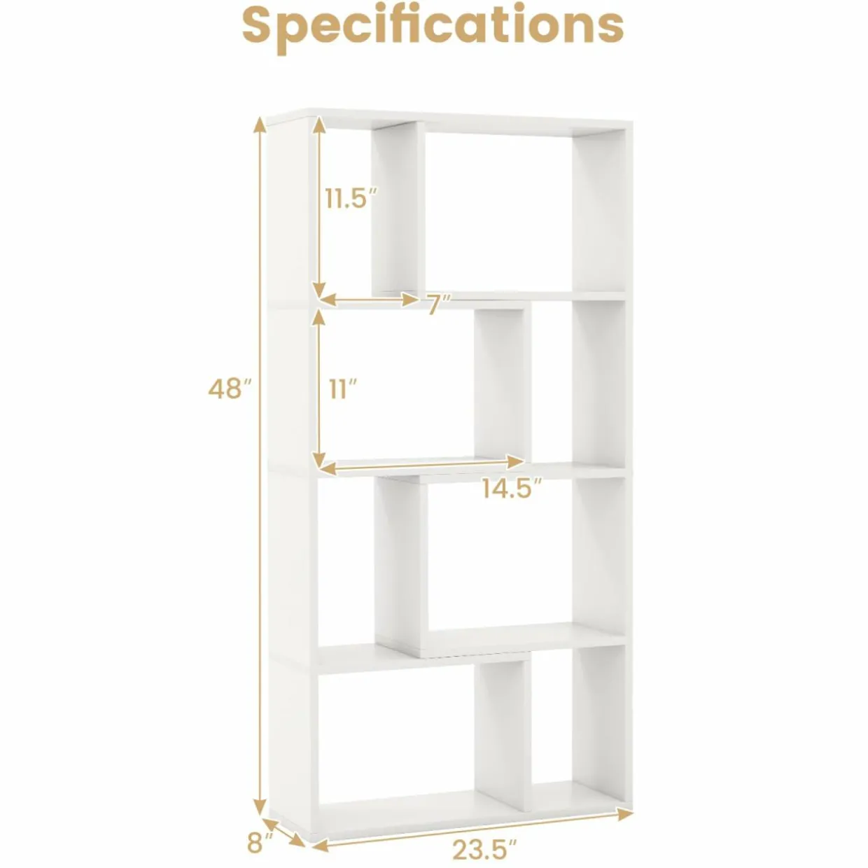Tangkula 5 Tier Geometric Bookshelf, 48