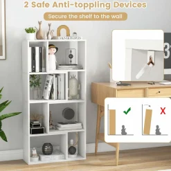 Tangkula 5 Tier Geometric Bookshelf, 48