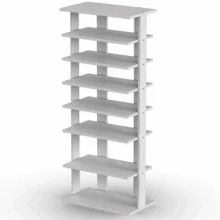 Tangkula 7 Tiers Vertical Shoe Rack, Entryway Slim Wooden Shoes Racks