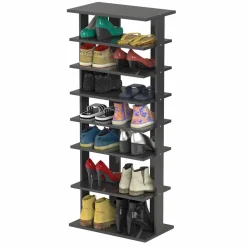Tangkula 7 Tiers Vertical Shoe Rack, Entryway Wooden Shoes Racks, Modern Shoe Rack Organizer